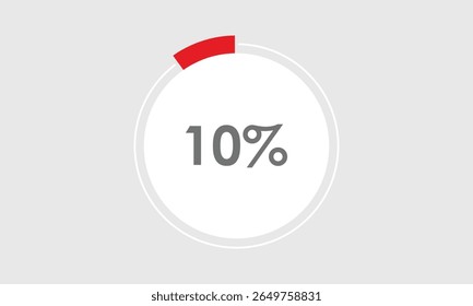 10 percent circle round pie chart. 10% business graph chart. vector graph char. business pie chart