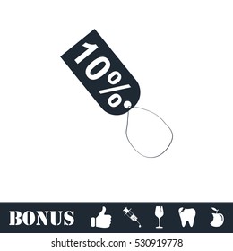 10 percent discount icon flat. Vector illustration symbol and bonus pictogram