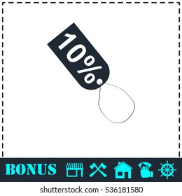 10 percent discount icon flat. Simple vector symbol and bonus icon
