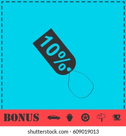 10 percent discount icon flat. Simple vector symbol and bonus icon