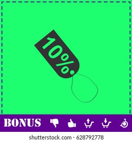 10 percent discount icon flat. Simple vector symbol and bonus icon