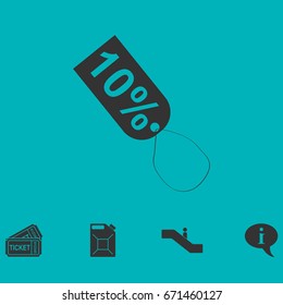 10 percent discount icon flat. Simple vector symbol and bonus icon