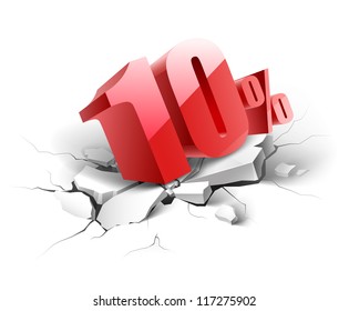 10 Percent Discount Icon On White Background