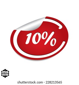 10 percent discount label on white background - Vector.