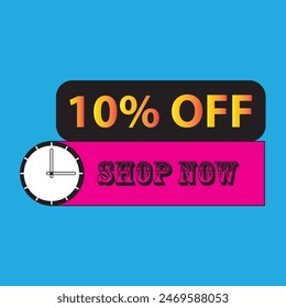 10 Percent Discount, 10% Off Shop Now. Up to 10% Discount Price tag for business promotion poster, banner, sticker, graphic design, icon, logo, symbol, social media website coupon vector illustration.