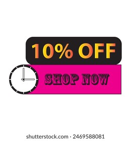 10 Percent Discount, 10% Off Shop Now. Up to 10% Discount Price tag for business promotion poster, banner, sticker, graphic design, icon, logo, symbol, social media website coupon vector illustration.