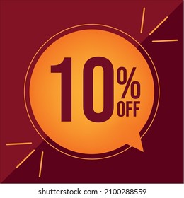 10 Percent discount. Red Banner With Floating Ballon for promotions and offers.