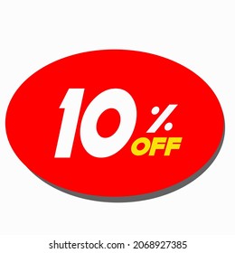 10 PERCENT DISCOUNT. RED FLOATING ELIPSE FOR PROMOTIONS AND OFFERS