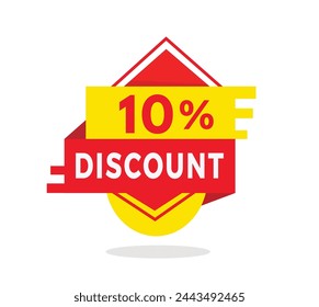 10 percent discount red label icon for sale promotion, advertising, vector. Modern style design template for banner for advertising, announcement.