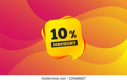 10 percent discount sign icon. Sale symbol. Special offer label. Wave background. Abstract shopping banner. Template for design. Vector