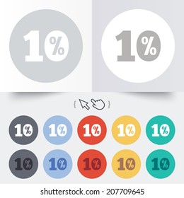 10 percent discount sign icon. Sale symbol. Special offer label. Round 12 circle buttons. Shadow. Hand cursor pointer. Vector