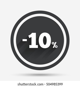 10 percent discount sign icon. Sale symbol.