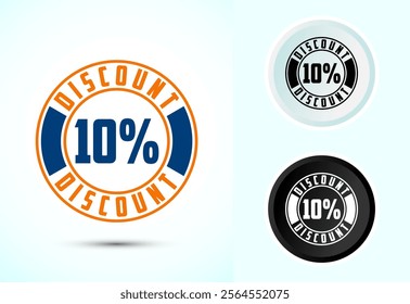 10 Percent discount tag sticker white and black background, Special offer discount tag, sale symbol