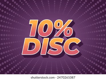 10 por ciento de descuento. Diseño de efectos de texto en buenos colores con estilo 3D