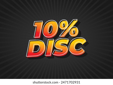 10 por ciento de descuento. Diseño de efectos de texto en buenos colores con estilo 3D