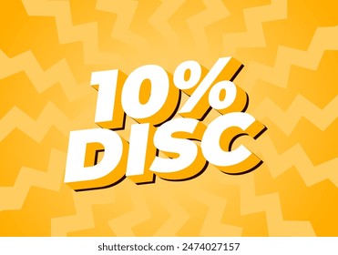 10 por ciento de descuento. Diseño de efectos de texto en buenos colores con estilo 3D