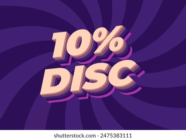 10 por ciento de descuento. Diseño de efectos de texto en buenos colores con estilo 3D