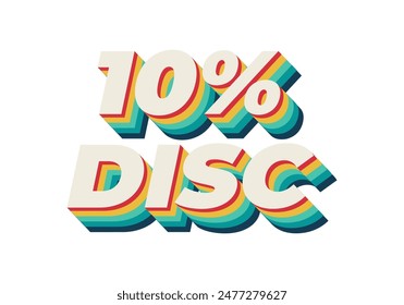 10 Prozent Rabatt. Texteffekt-Design in guten Farben mit 3D-Stil
