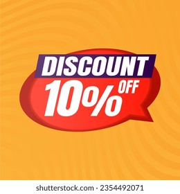 10 percent discount yellow banner with red floating balloon for offers and promotions sales.