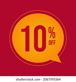 10 PERCENT DISCOUNT. YELLOW FLOATING BALLOON FOR PROMOTIONS AND OFFERS