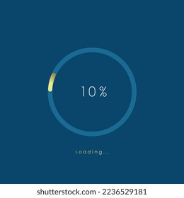 10 percent golden loading bar, gold upload UI,UX premium design bar, gold pending load of process symbol, a loading tap menu UI, use for Download