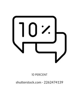 10 percent icon. Line Art Style Design Isolated On White Background