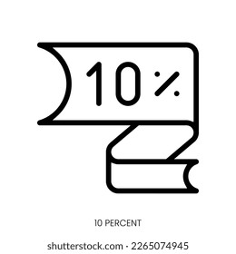 10 percent icon. Line Art Style Design Isolated On White Background