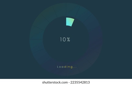 10 percent loading user interface, A Futuristic loading icon, colorful loading tap menu UI, use for Download progress, web design template, interface uploading design.