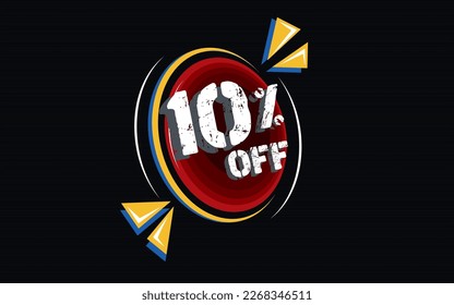 10 por ciento fuera de banner con círculo flotante para promociones y ofertas