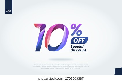 10 por cento off vetor de banner com tipografia de gradiente 3D moderna para promoção de venda