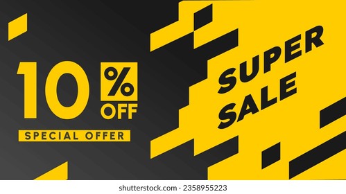 10% percent off best sale special offer banner black yellow