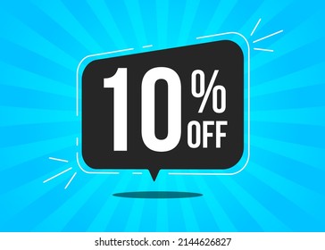 10 Percent Off. Black Balloon On Top Of A Light Blue Background