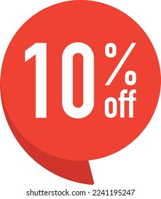 10 percent off. Colorful red speech bubble with quote. Blog management, blogging and writing for website. Concept poster for social networks, advertising, banner