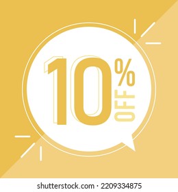10% de descuento. Descuento para grandes ventas. Globo blanco sobre fondo amarillo y amarillo suave