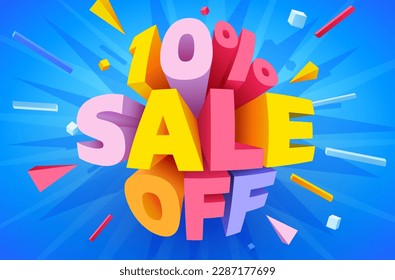 10 percent Off. Discount creative composition. Mega Sale. Vector illustration.