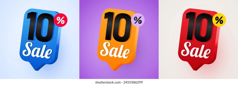 10 percent Off. Discount creative composition. Mega Sale. Vector illustration.