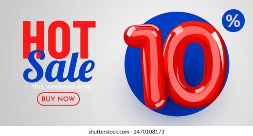 10 percent Off. Discount creative composition. Mega Sale. Vector illustration.