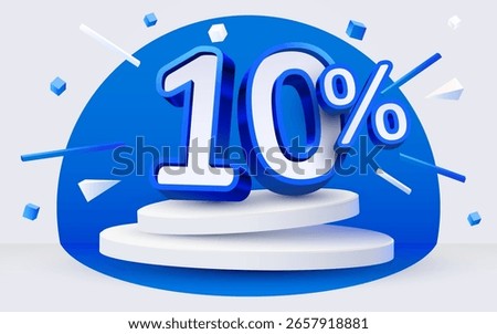 10 percent Off. Discount creative composition, mock up with podium. Sale banner and poster. Vector