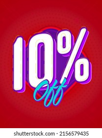 10 percent off discount promo flyer with special offer. Low price promotion notice message vector illustration