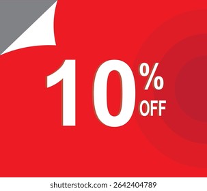 10% de desconto. Desconto para suas vendas. Vermelho e branco. 