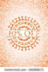 10 percent Off orange mosaic emblem with background