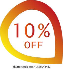 10 percent off with orange vector off circle format