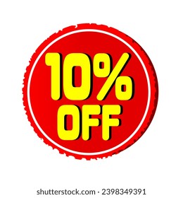 10 percent off red circular sale tag for business