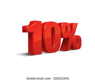 10 Percent Off, Sale Background, Object 3D. Eps10 Vector.