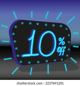 10 percent off sale. Blue banner discount promotion.