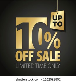 10 percent off sale discount limited time gold black background