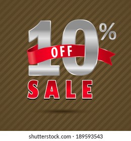 10 percent off, 10 sale discount text- vector EPS10