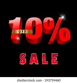 10 percent off, 10 sale discount, 10% sale text- vector EPS10