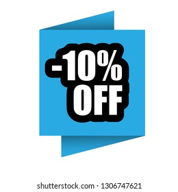 10 percent off sale label.10% discount promotion flat banner.10% discount paper origami speech bubble