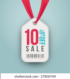 10 percent off sale price vector label. Isolated from background